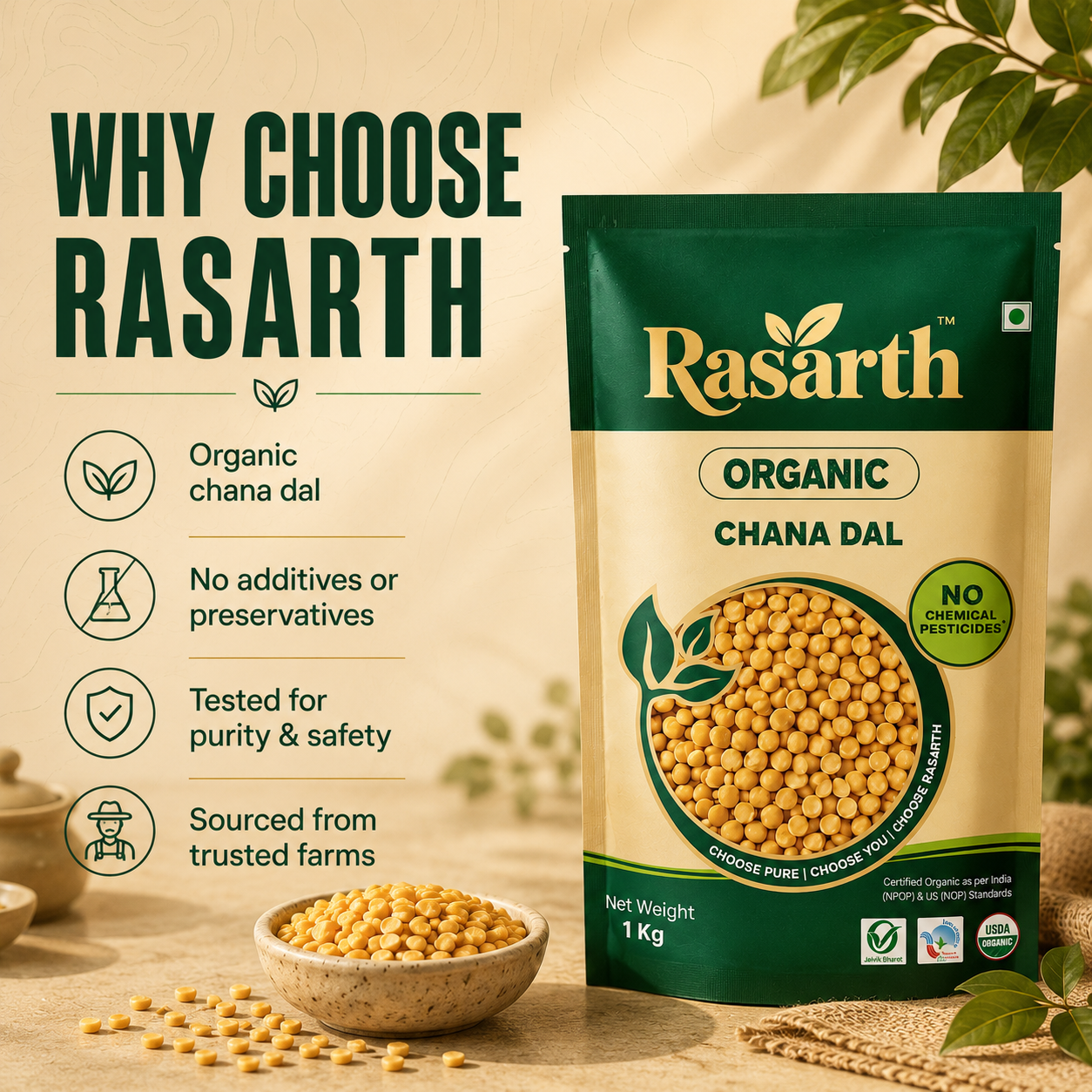 Rasarth Organic Chana Dal (Can)