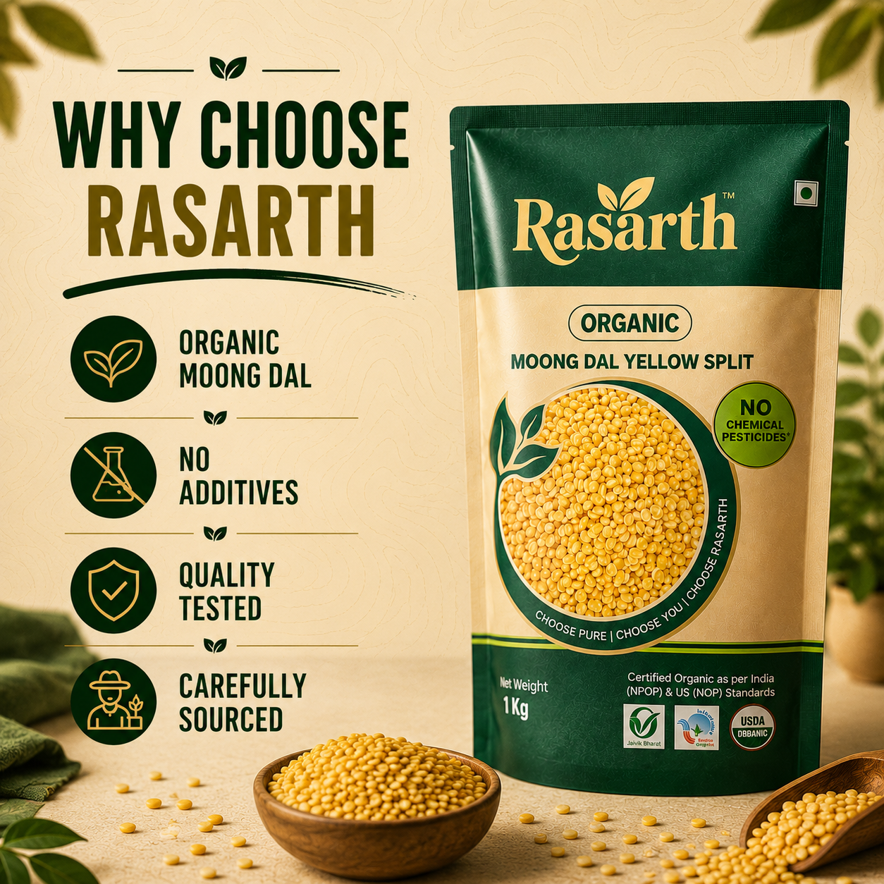 Organic Moong Dal Yellow Split