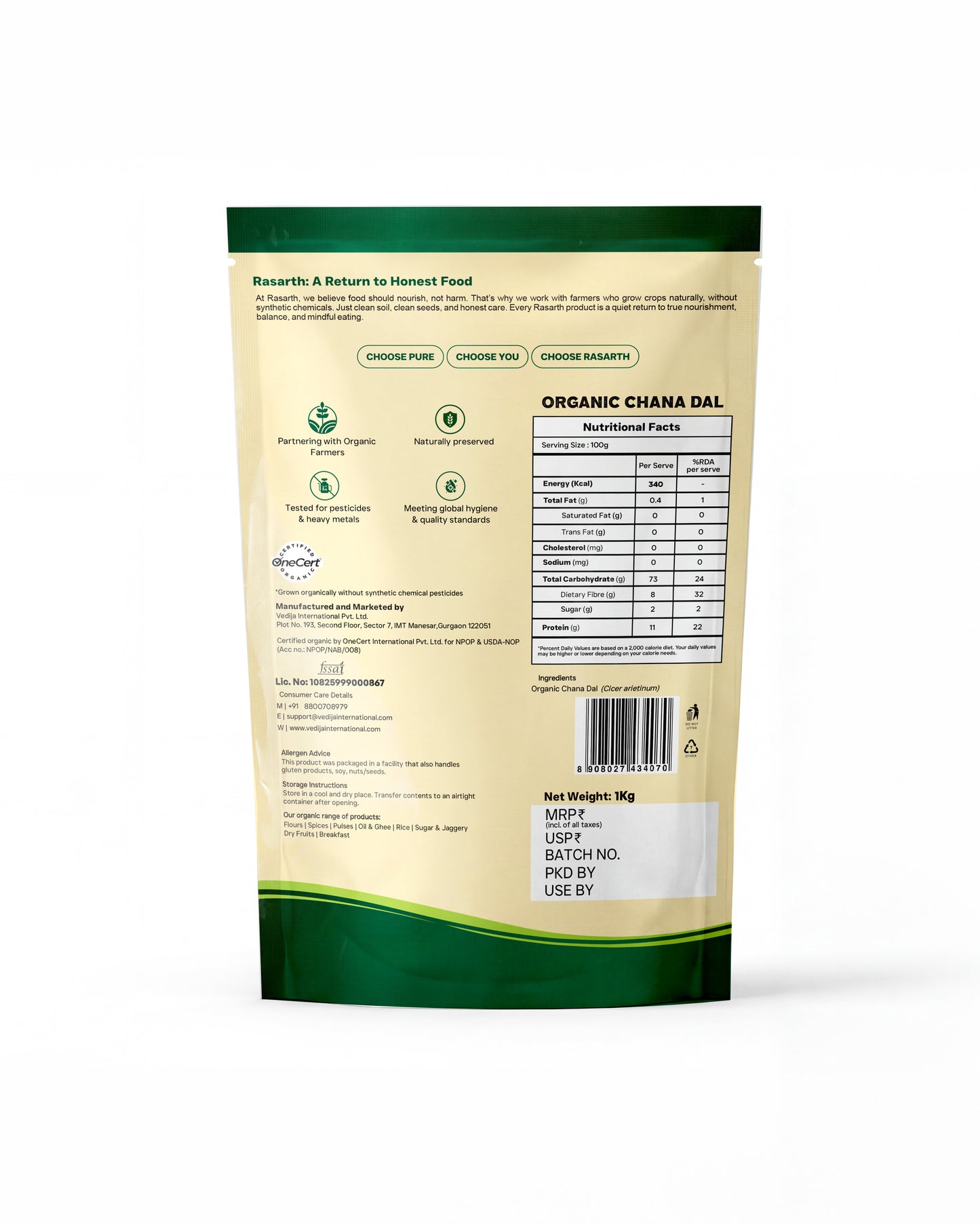Rasarth Organic Chana Dal (Can)