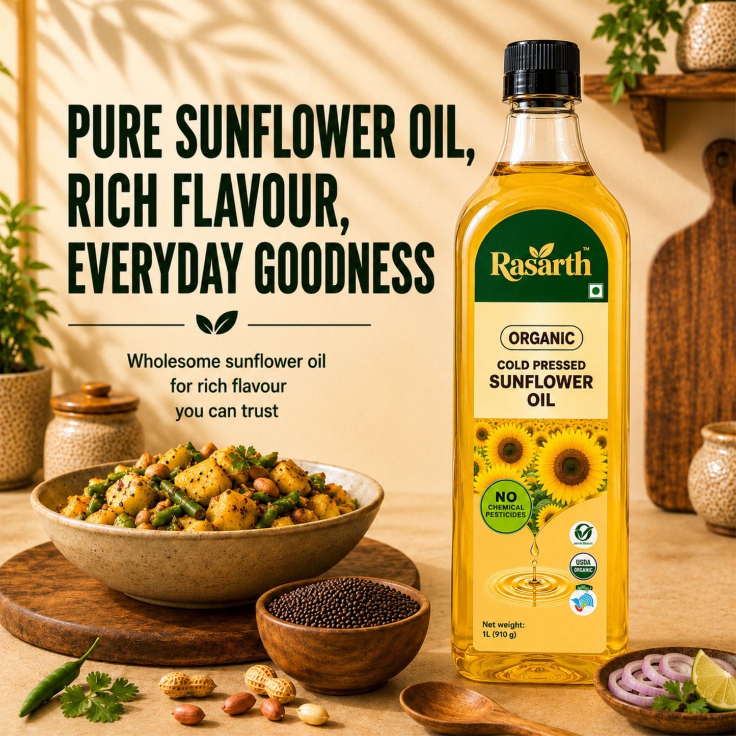 Organic Cold Pressed Sunflower oil