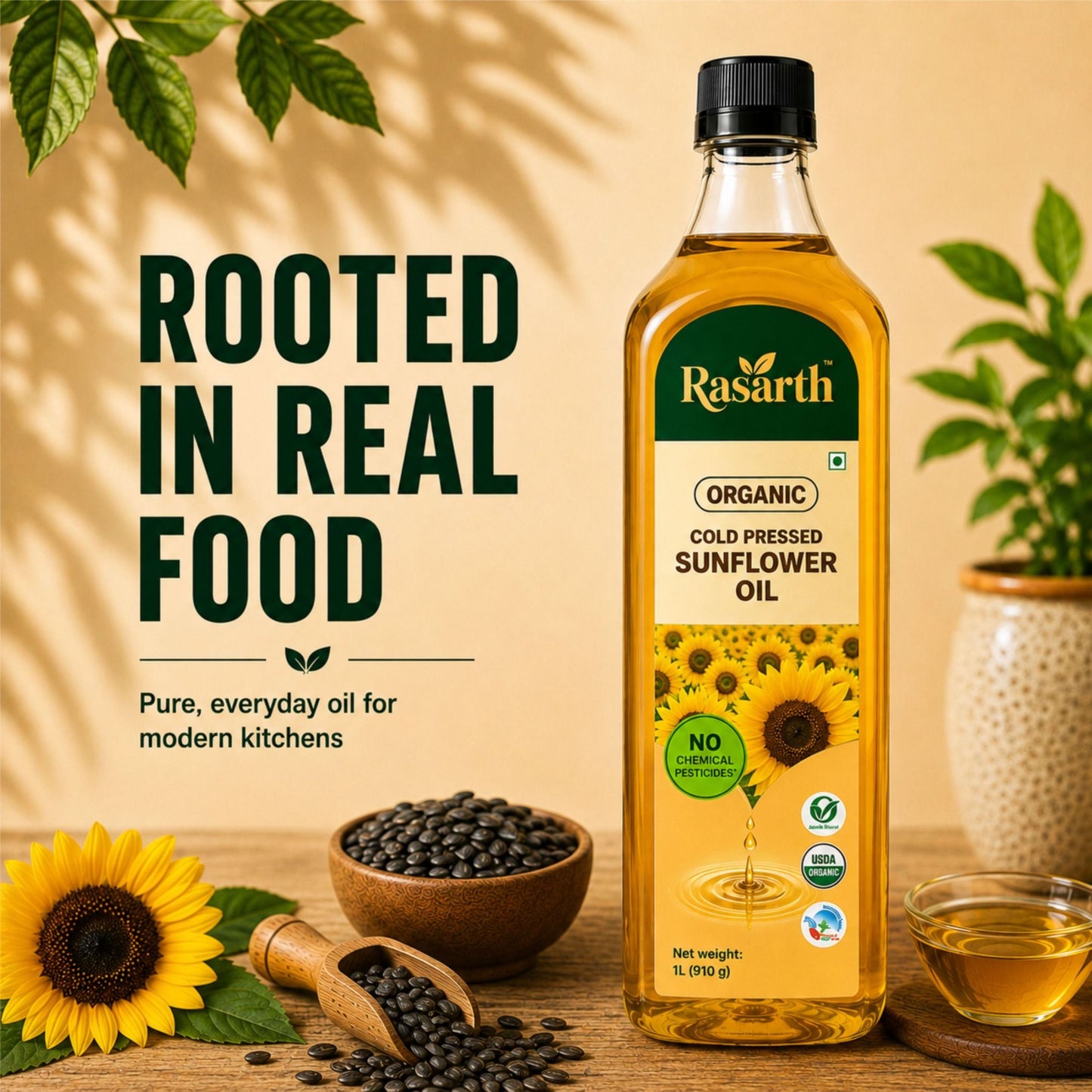Organic Cold Pressed Sunflower oil