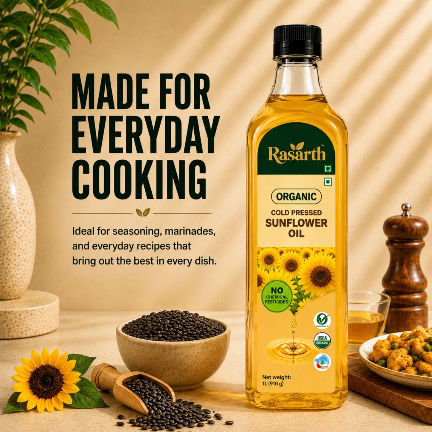 Organic Cold Pressed Sunflower oil