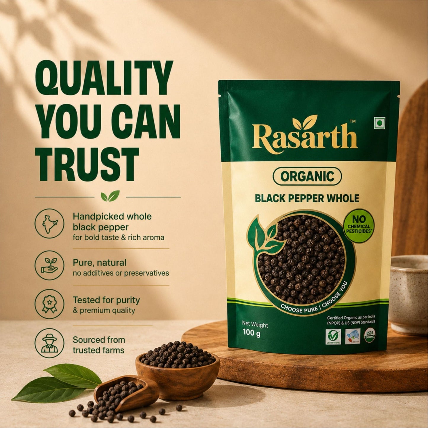 Organic Black Pepper (Whole)